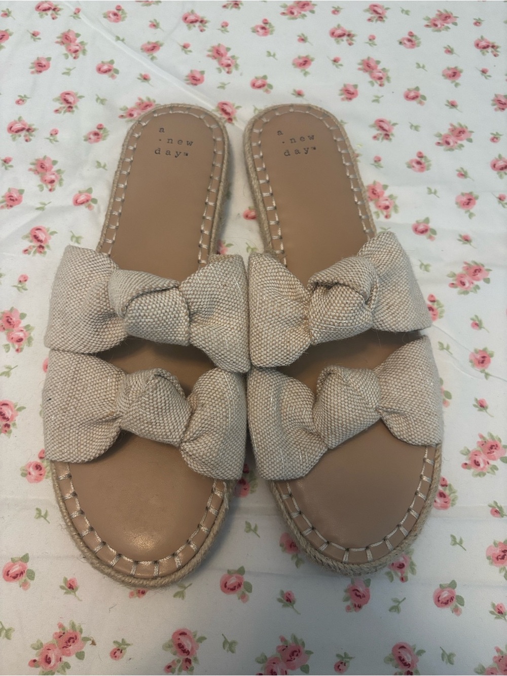 a new day Neutral Knotted Double-Band Slide Sandals